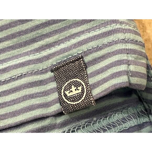 Peter Millar Golf Polo Shirt Men’s Blue Striped Isleworth 100% PIMA Cotton EUC - Picture 4 of 6